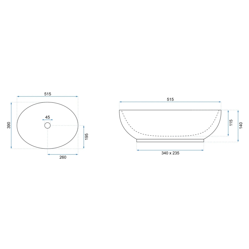 REA-U0627 - Opbouwwastafel CAROLA 39x51,5 cm keramiek/bruin