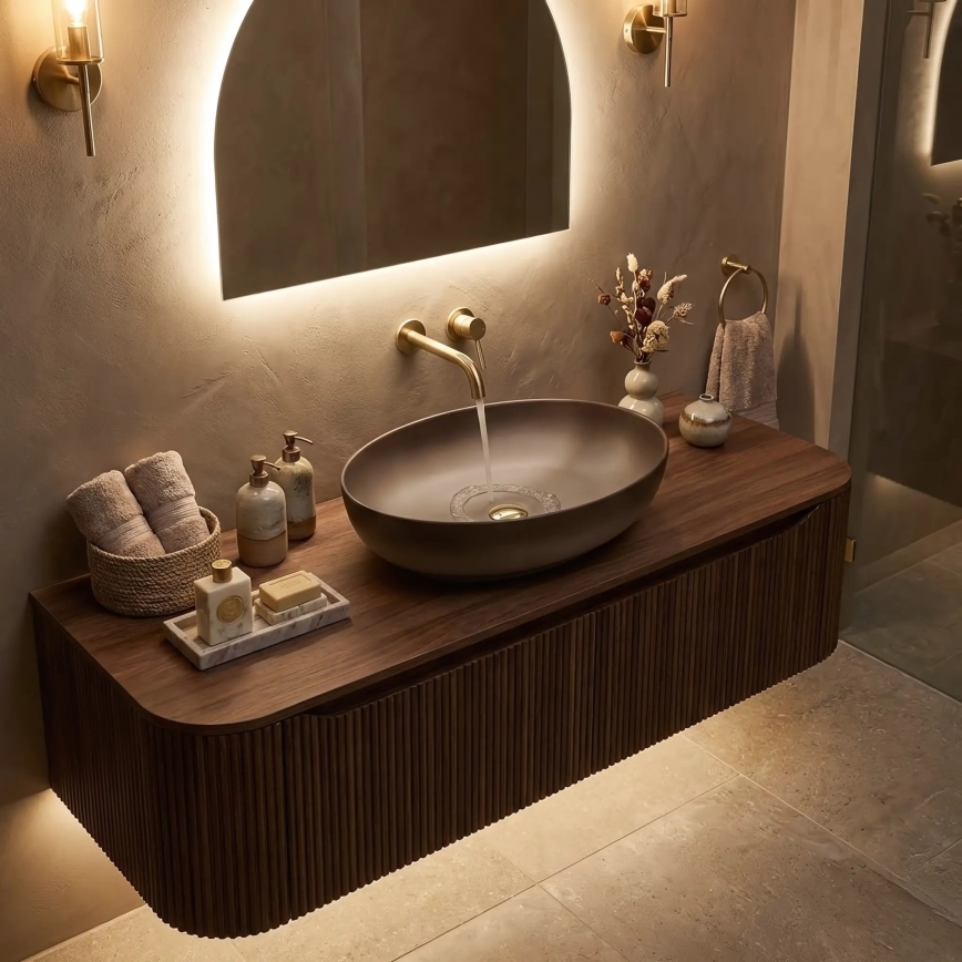 REA-U0627 - Opzetwastafel CAROLA 39x51,5 cm keramiek/beige/bruin