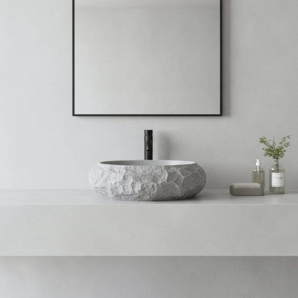 REA-U0633 - Opzetwastafel MIKA GABRO 38x50 cm grijs/steenlook