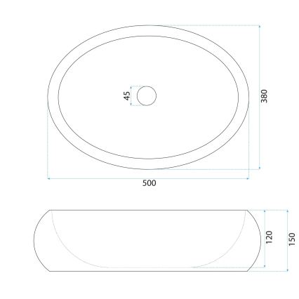 REA-U0634 - Opzetwastafel MIKA GABRO 38x50 cm zwart/steenimitatie