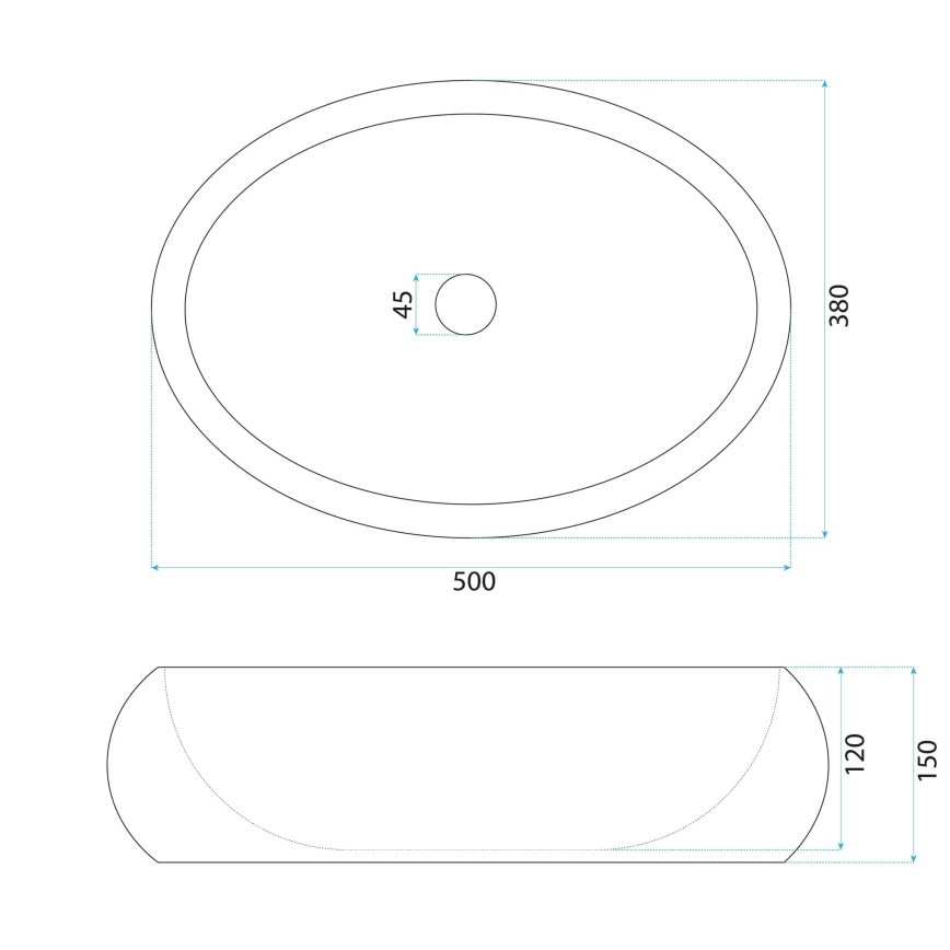 REA-U0634 - Opzetwastafel MIKA GABRO 38x50 cm zwart/steenimitatie