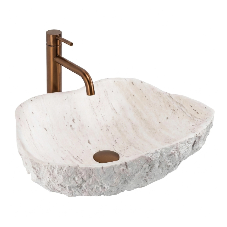 REA-U0642 - Opzetwastafel ISLA 37x49 cm wit/beige/steenlook