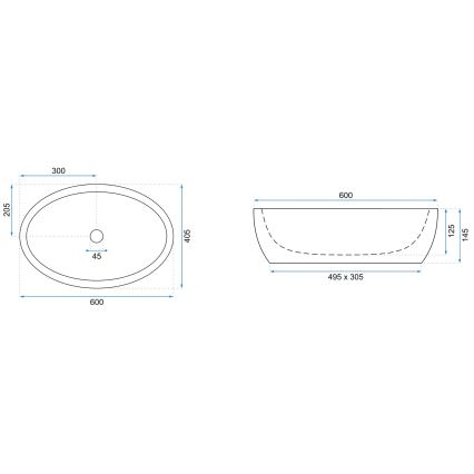 REA-U0656 - Opzetwastafel MELANIA 40,5x60 cm keramiek/glanzend wit