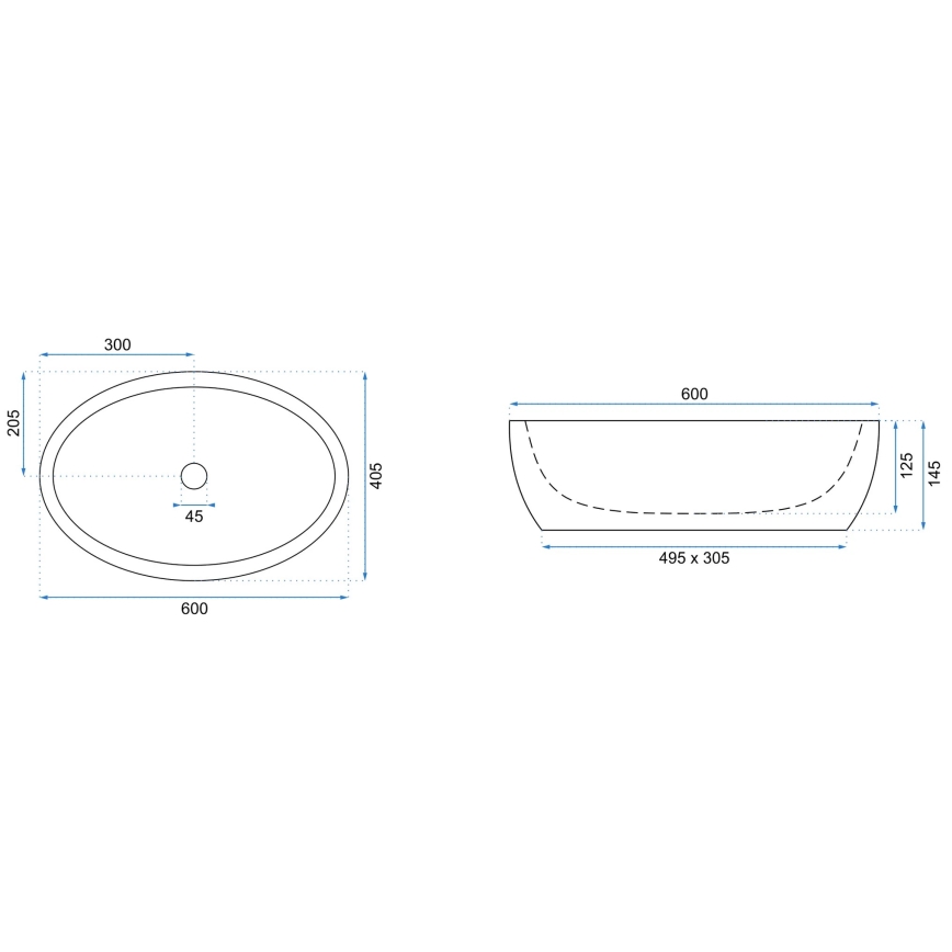 REA-U0656 - Opzetwastafel MELANIA 40,5x60 cm keramiek/glanzend wit