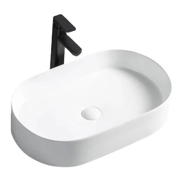REA-U1055 - Wastafel voor op het werkblad NADIA 38,5x61 cm keramiek/glanzend wit