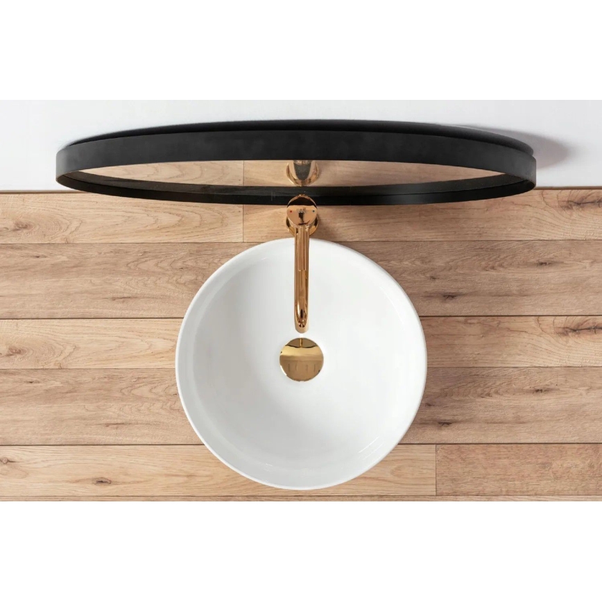 REA-U18918 - Opbouwwastafel SAMI Ø 36 cm keramiek/glanzend wit