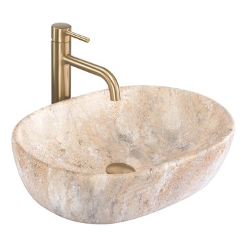 REA-U3000 - Opzetwastafel AMELIA 34,5 x 48 cm keramiek/beige/steenlook