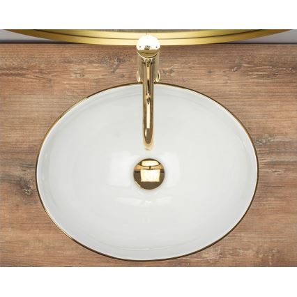 REA-U3287 - Opzetwastafel SOFIA 34,5x41 cm keramiek/glanzend wit/goud