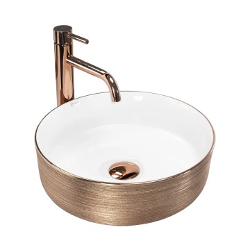 REA-U3303 - Opzetwastafel SAMI Ø 37 cm keramiek/wit/goud