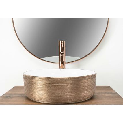 REA-U3303 - Opzetwastafel SAMI Ø 37 cm keramiek/wit/goud