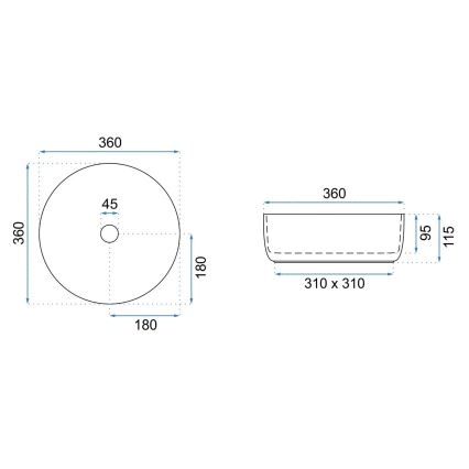 REA-U3303 - Opzetwastafel SAMI Ø 37 cm keramiek/wit/goud