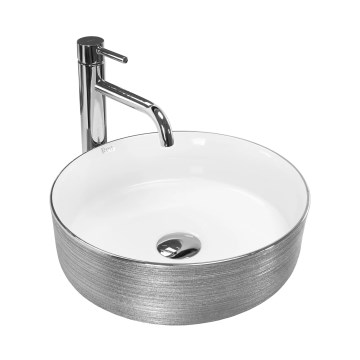 REA-U3304 - Opzetwastafel SAMI Ø 36 cm keramiek/wit/zilver