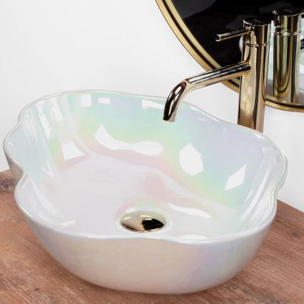 REA-U3309 - Opbouwwastafel PEARL 38x50,5 cm keramiek/veelkleurig