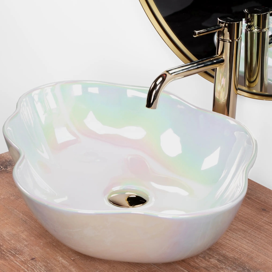 REA-U3309 - Opbouwwastafel PEARL 38x50,5 cm keramiek/veelkleurig