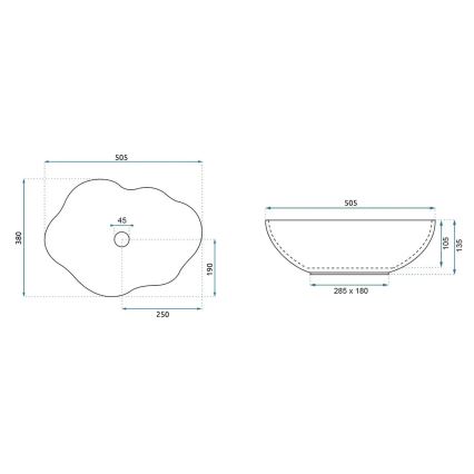 REA-U3309 - Opbouwwastafel PEARL 38x50,5 cm keramiek/veelkleurig