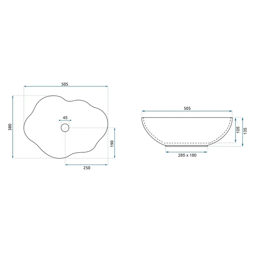 REA-U3309 - Opbouwwastafel PEARL 38x50,5 cm keramiek/veelkleurig