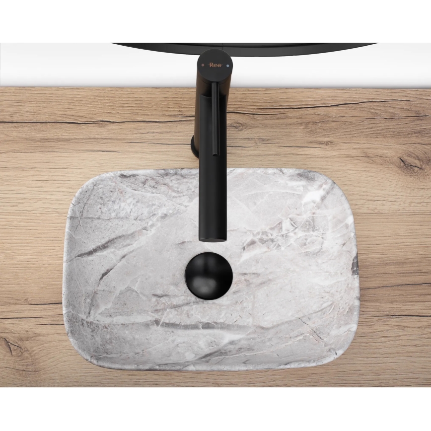 REA-U3321 - Opzetwastafel BELINDA MINI 25x36 cm keramiek/grijs/steenlook