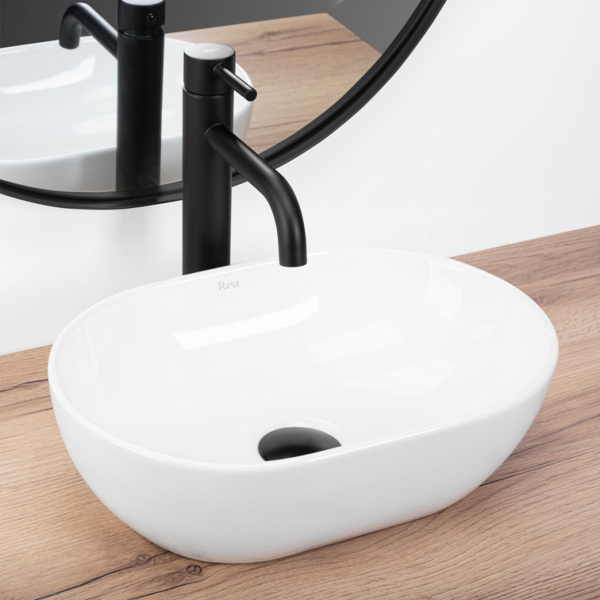 REA-U3322 - Opzetwastafel AMELIA MINI 26x38 cm keramiek/glanzend wit