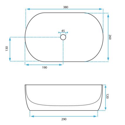 REA-U3322 - Opzetwastafel AMELIA MINI 26x38 cm keramiek/glanzend wit