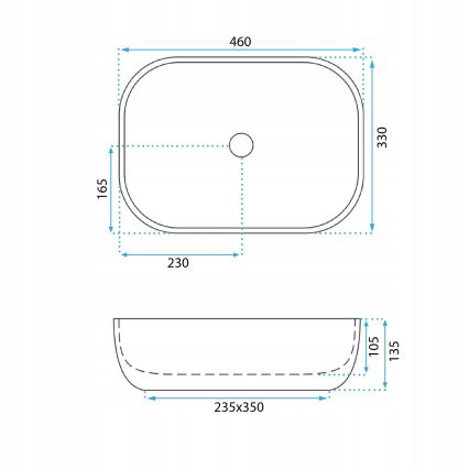 REA-U3324 - Opzetwastafel BELINDA 33 x 46 cm, keramiek, grijs, steenlook