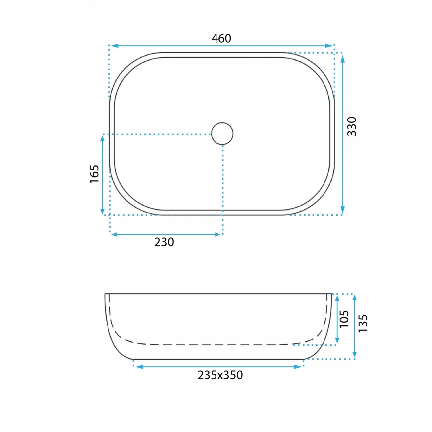 REA-U3324 - Opzetwastafel BELINDA 33 x 46 cm, keramiek, grijs, steenlook
