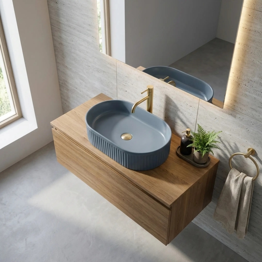 REA-U3535 - Opzetwastafel VANDA 31x49 cm keramiek/donkerblauw