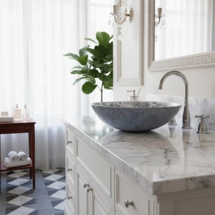 REA-U3608 - Opzetwastafel JULIANA 40 cm keramiek/wit/blauw