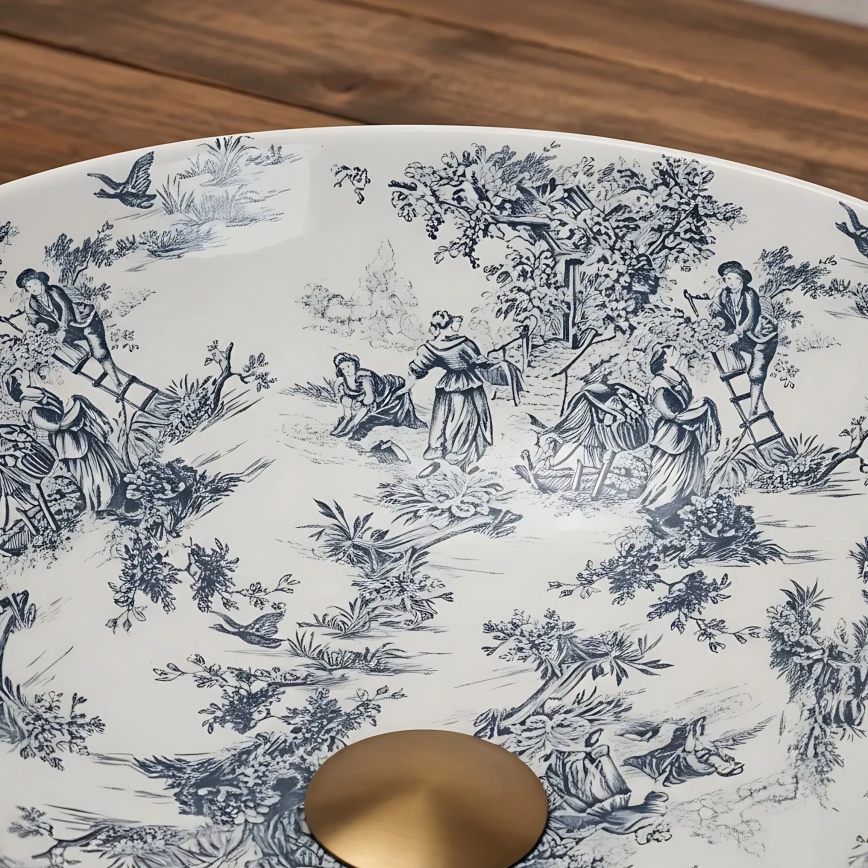 REA-U3608 - Opzetwastafel JULIANA 40 cm keramiek/wit/blauw