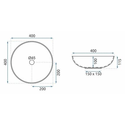 REA-U3608 - Opzetwastafel JULIANA 40 cm keramiek/wit/blauw
