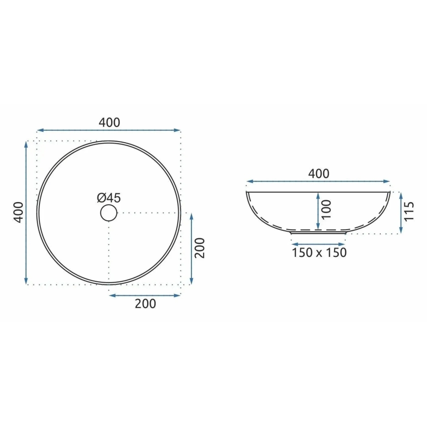 REA-U3608 - Opzetwastafel JULIANA 40 cm keramiek/wit/blauw