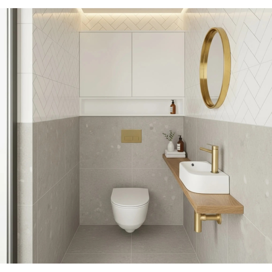 REA-U3610 - Opzet-/wandwastafel ODETTA 25x51 cm keramiek, glanzend wit