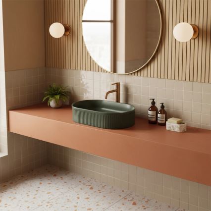 REA-U3611 - Opbouwwastafel VANDA 31 x 49 cm keramiek/donkergroen