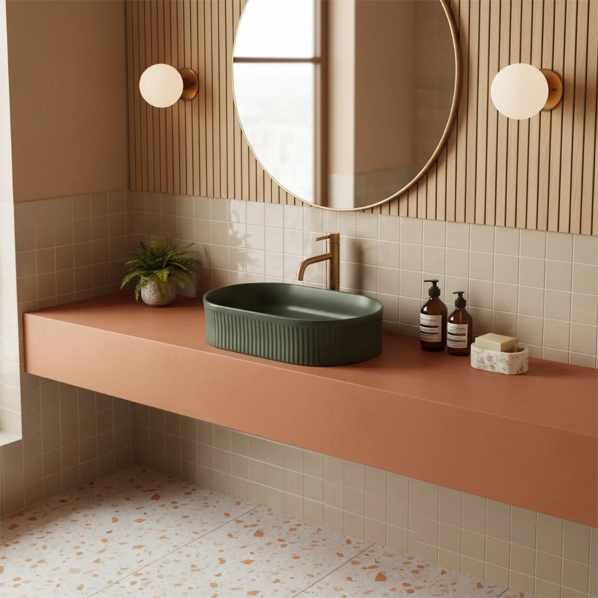 REA-U3611 - Opbouwwastafel VANDA 31 x 49 cm keramiek/donkergroen