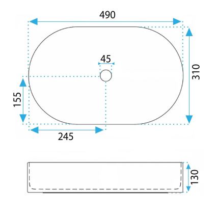 REA-U3611 - Opbouwwastafel VANDA 31 x 49 cm keramiek/donkergroen