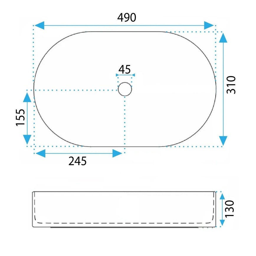 REA-U3611 - Opbouwwastafel VANDA 31 x 49 cm keramiek/donkergroen