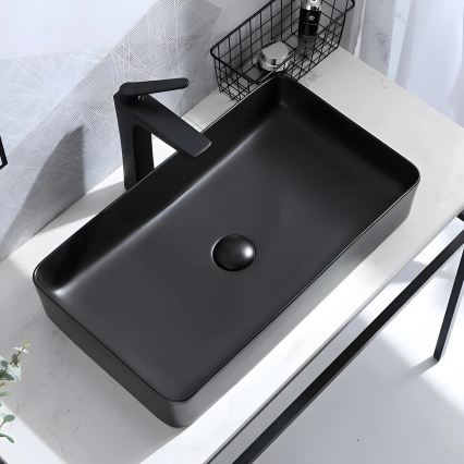 REA-U3690 - Opzetwastafel DENIS 35x61 cm keramiek/mat zwart