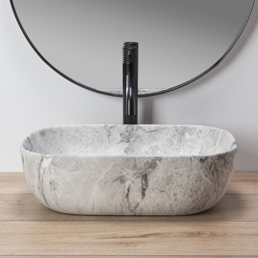 REA-U3800 - Opzetwastafel LIVIA 33,5x46,5 cm keramiek/grijs/steenlook