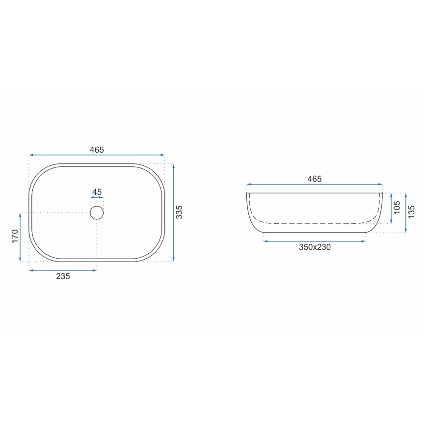 REA-U3800 - Opzetwastafel LIVIA 33,5x46,5 cm keramiek/grijs/steenlook