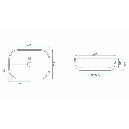 REA-U3801 - Opzetwastafel LIVIA 33,5x46,5 cm keramiek/grijs/steenlook