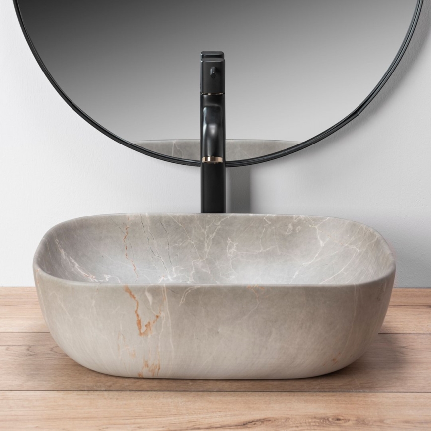REA-U3802 - Opbouwwastafel LIVIA 33,5x46,5 cm keramiek/grijs/marmerdecor