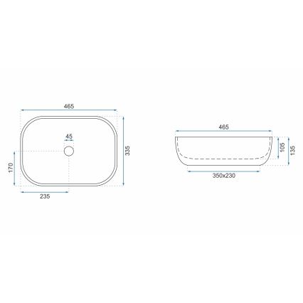REA-U3802 - Opbouwwastafel LIVIA 33,5x46,5 cm keramiek/grijs/marmerdecor