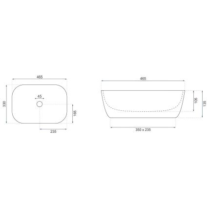 REA-U4000 - Opzetwastafel BELINDA 33x46,5 cm keramiek/steenlook