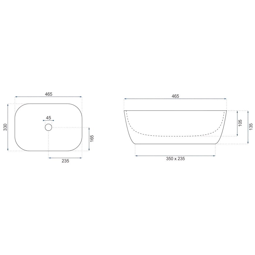 REA-U4000 - Opzetwastafel BELINDA 33x46,5 cm keramiek/steenlook