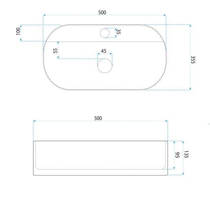 REA-U4003 - Opzetwastafel MARCELA 35,5x50 cm keramiek/hoogglans wit