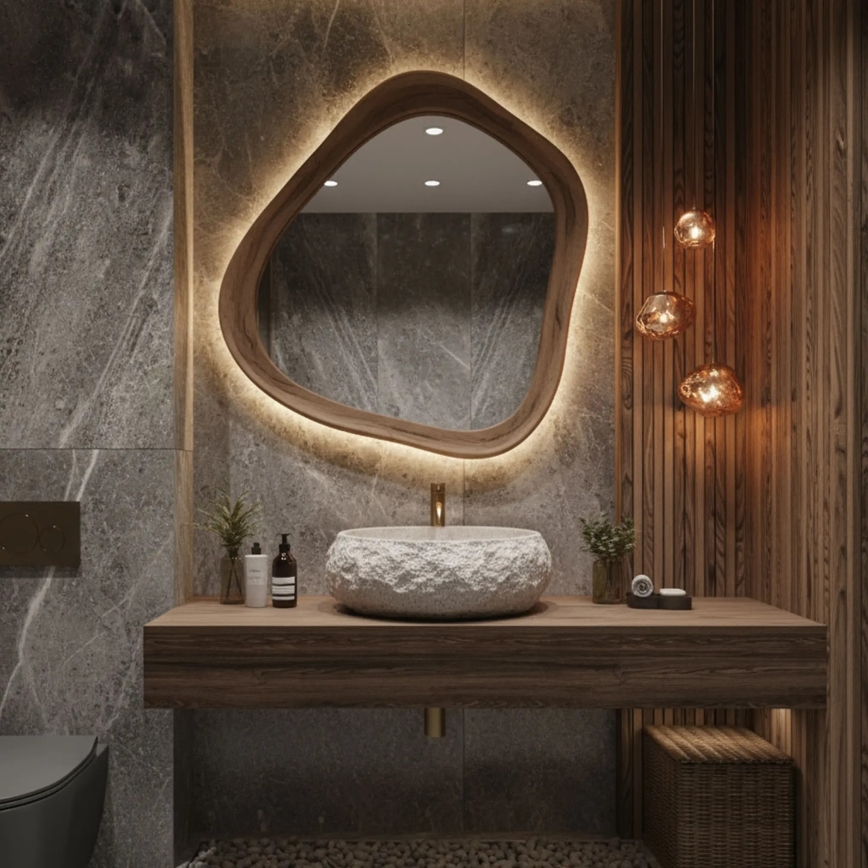 REA-U4332 - Opzetwastafel MIKA 38x50 cm beige/grijs/steenlook