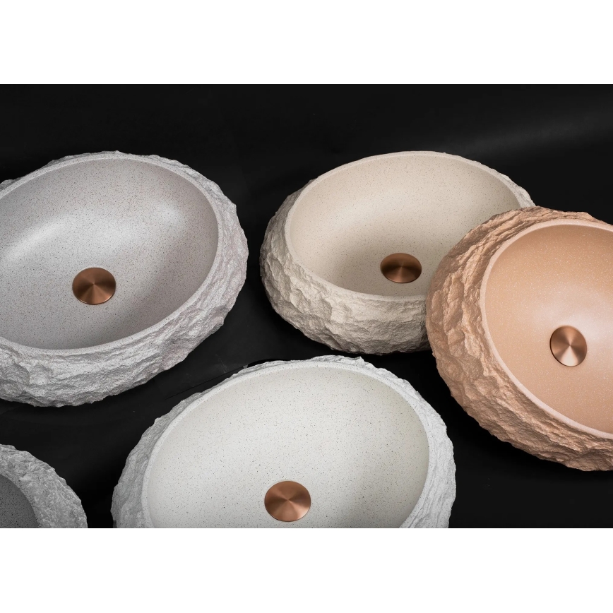 REA-U4332 - Opzetwastafel MIKA 38x50 cm beige/grijs/steenlook