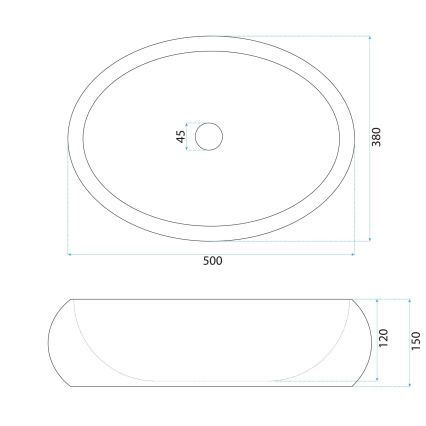 REA-U4332 - Opzetwastafel MIKA 38x50 cm beige/grijs/steenlook