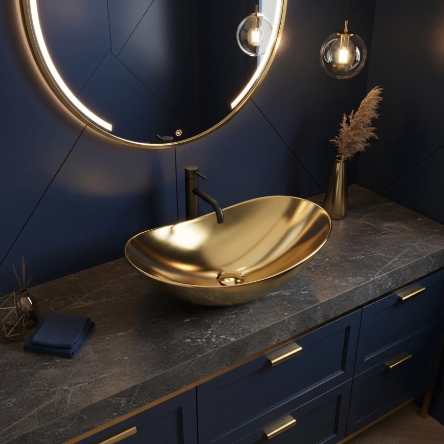 REA-U4545 - Opzetwastafel ROYAL 36x60,5 cm keramiek/goud