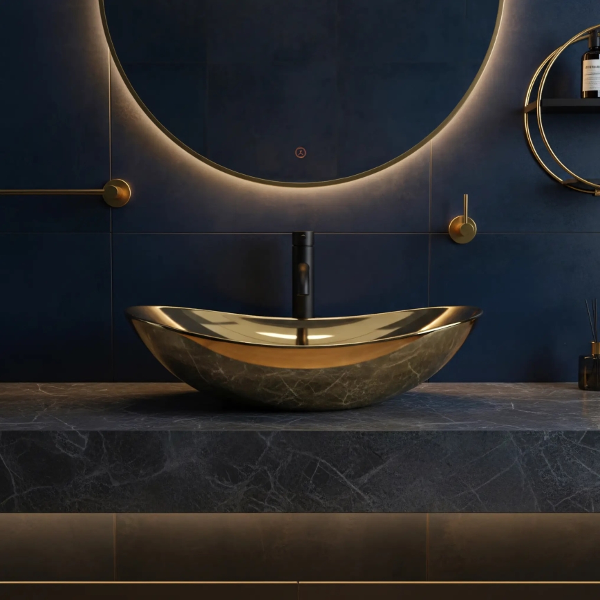 REA-U4545 - Opzetwastafel ROYAL 36x60,5 cm keramiek/goud
