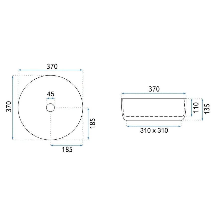 REA-U4566 - Opzetwastafel SAMI Ø 37 cm keramiek/mat oranje